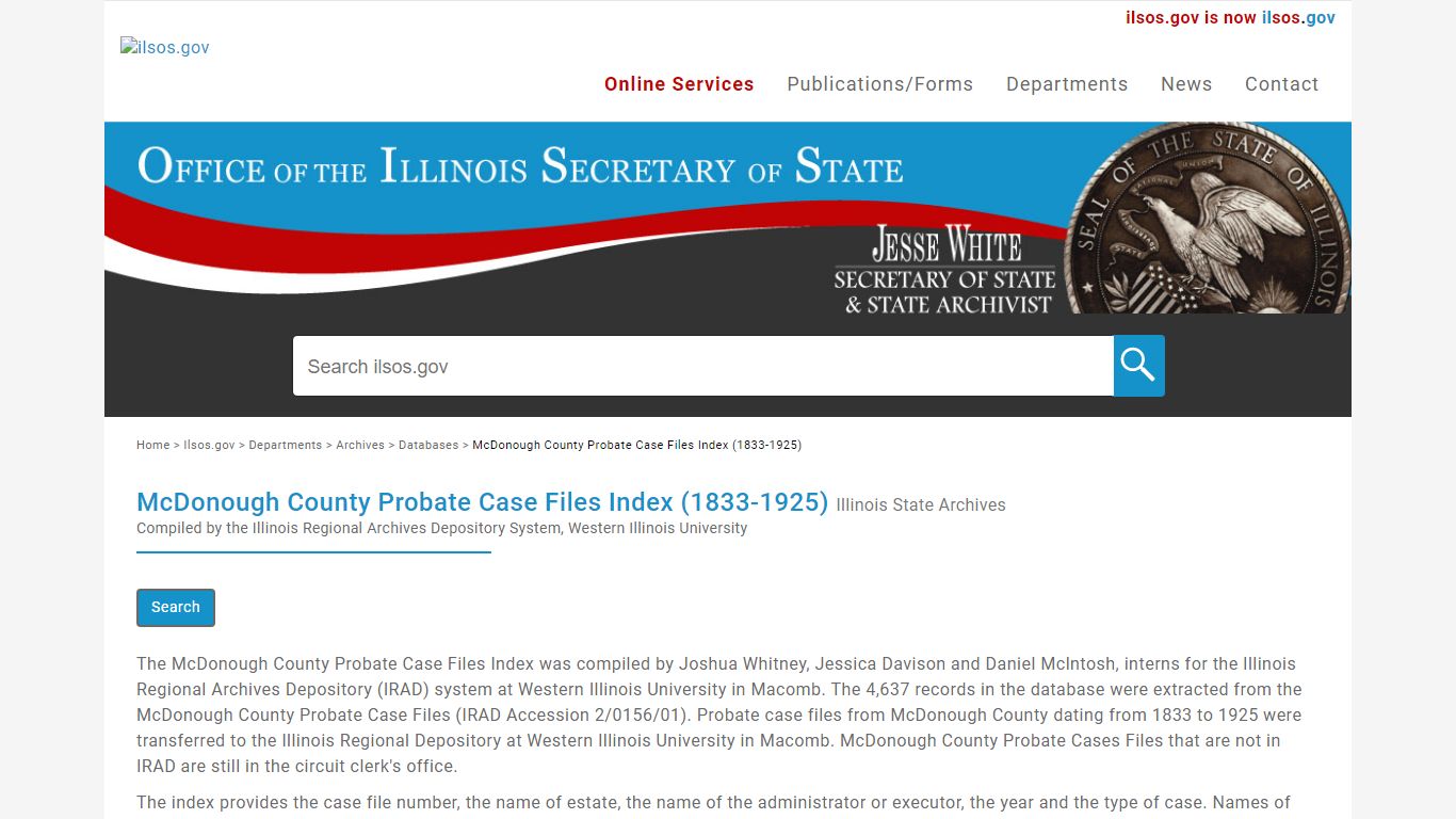 McDonough County Probate Case Files Index (1833-1925)