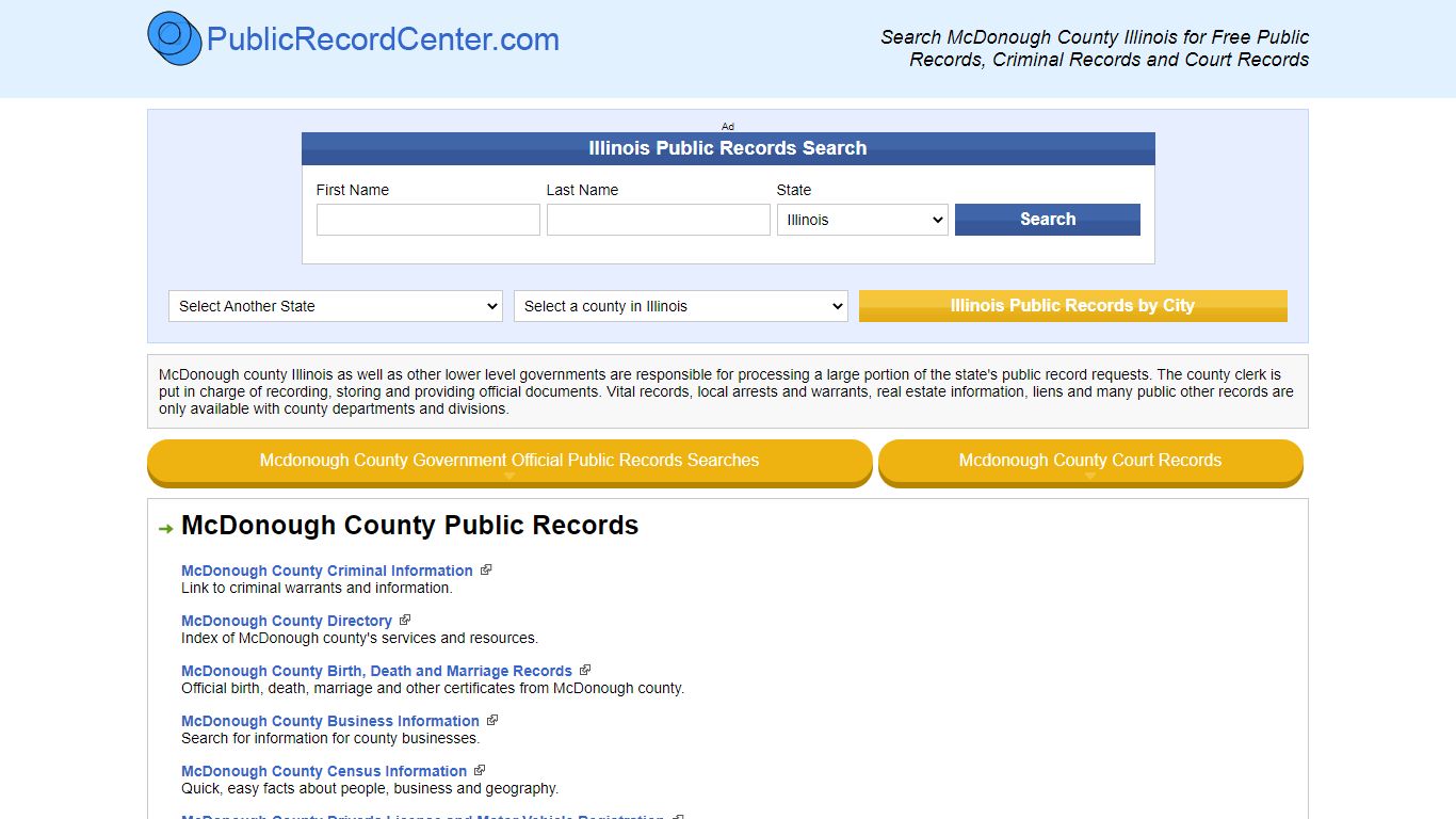 Mcdonough County Illinois Free Public Records - Court ...